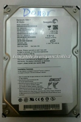 Seagate ST340014AS 40GB SATA Donor Drive P/N:9W2015-007 F/W:3.00 PCB:100331804 - Image 1 of 4