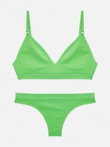 Women Ladies Primark Seamfree Bra And Thong Set Black Grey Lime Pink Coral Blue - Picture 1 of 41