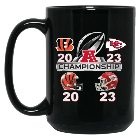 2023 Final Score AFC Champion Kansas City Chiefs Black 15oz Ceramic Coffee Mug Cover
