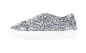 Mädchen Buckle My Shoe Glitzer Silber Low Top Modisch Turnschuhe Verschiedene Gr - Bild 1 von 2