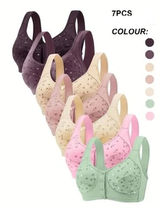 Set of 7 Snap Front Gentle Lift Wireless Soft Cup T-Shirt Bras Fits XL 38B~C NEW - Picture 1 of 4