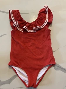 Janie And Jack Red Ruffle 4th Of July One Piece Bathing Suit Size 12 - Picture 1 of 4
