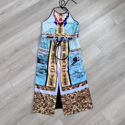 NUEVO CON ETIQUETAS Clover Canyon Halter Vestido Midi Multicolor Mediano Boho Vacaciones Informal Foto 1 de 4