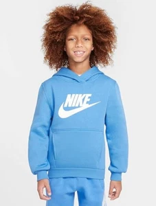  Boys Kids Unisex Nike Club HD Junior Hoodie Hoodie Hoodie Blue  - Picture 1 of 9