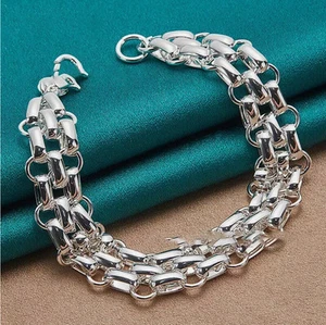 Bracciale Cerchio Interlocking Argento Lucchetto Anello Braccialetto Gioielli Moda - Foto 1 di 5