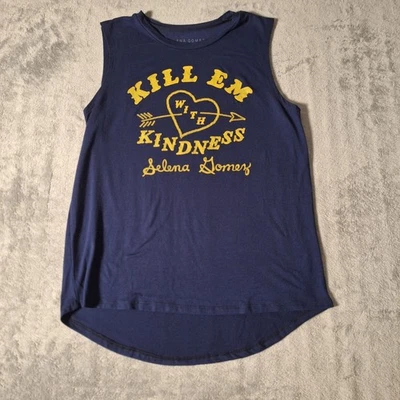 SELENA GOMEZ Shirt Womens XL Blue Tank Top Kill Em With Kindness Pop Music - Image 1 of 4