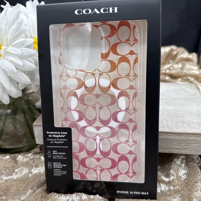Coach iPhone 16 Pro Max MagSafe Protective Case Signature C  Pink Orange Ombré - Image 1 of 4