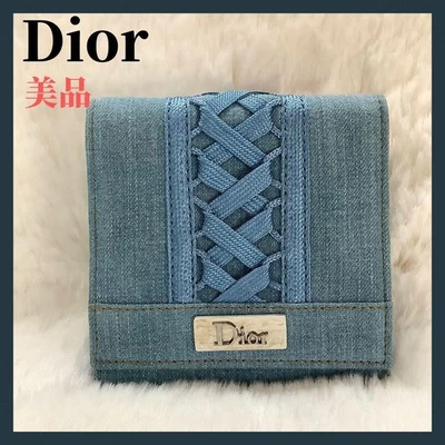 Cartera Christian Dior John Galliano Triple Benim Cuero Azul Rara Usada Japón Foto 1 de 4