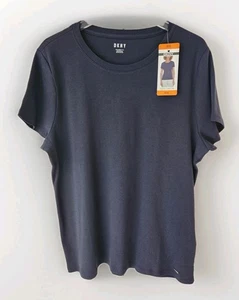 DKNY Organic Cotton T Shirt XXL Navy Blue Short Sleeve Crewneck Stretch New - Picture 1 of 10