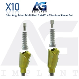 10 Angulated Multi Unit 1.4 Prosthetic 45° Titanium Sleeve Slim Int Hex 2.0mm - Picture 1 of 9