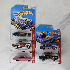 Hot Wheels HW Flames Lot Of 5 Custom 72 Chevy 55 Chevy 77 Pontiac - Picture 1 of 3