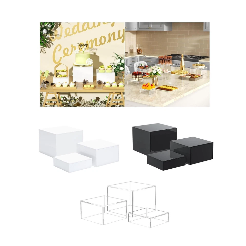 3x Buffet Risers Acrylic Cube Display Nesting Risers Food Riser for Buffet - image 1 of 1