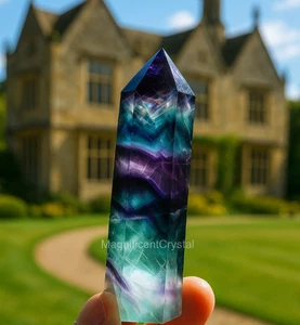 Rainbow Fluorite Tower Point Crystal Stone Mineral Specimen Art Decor Display - Picture 1 of 9