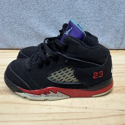 Jordan 5 Retro 'Top 3' (TD) - Negro/Rojo Fuego/Uva/Esmeralda - Talla 9C (CZ2991-001) Foto 1 de 4