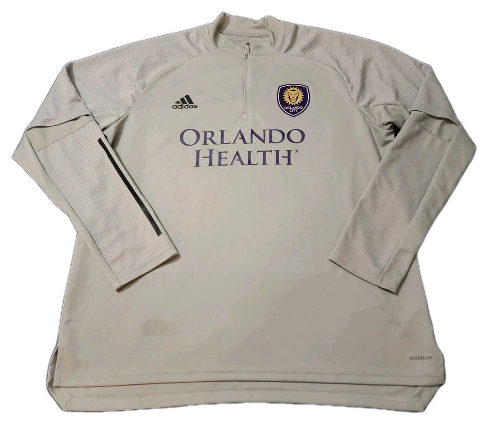 Camiseta Top de Entrenamiento Orlando City Manga Larga Talla 2XL Gris 1/4 Cremallera Adidas MLS Foto 1 de 4