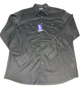 Wrangler Men's Pearl Snap Black Shirt NWT Long Sleeve Cotton XLT Mens Western - Picture 1 of 4