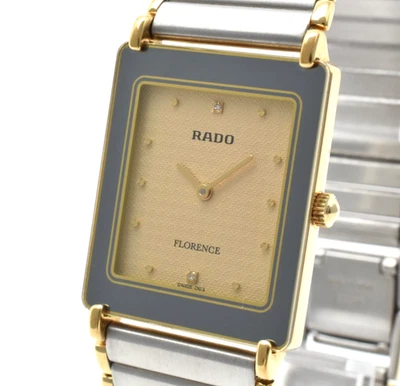▶️Vintage【N MINT】 RADO Florence 204.3630.2 Gold Dial Quartz Unisex Watch SWISS - Image 1 of 4