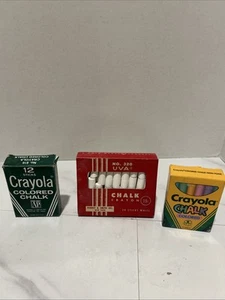 Crayola Colored Chalk Binney & Smith 12 Sticks 3 Original Boxes No. 816 Vintage - Picture 1 of 5