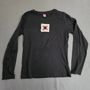 Nwot LAT Medium Black Flower Embrodered Womens Long-sleeve shirt - Picture 1 of 7
