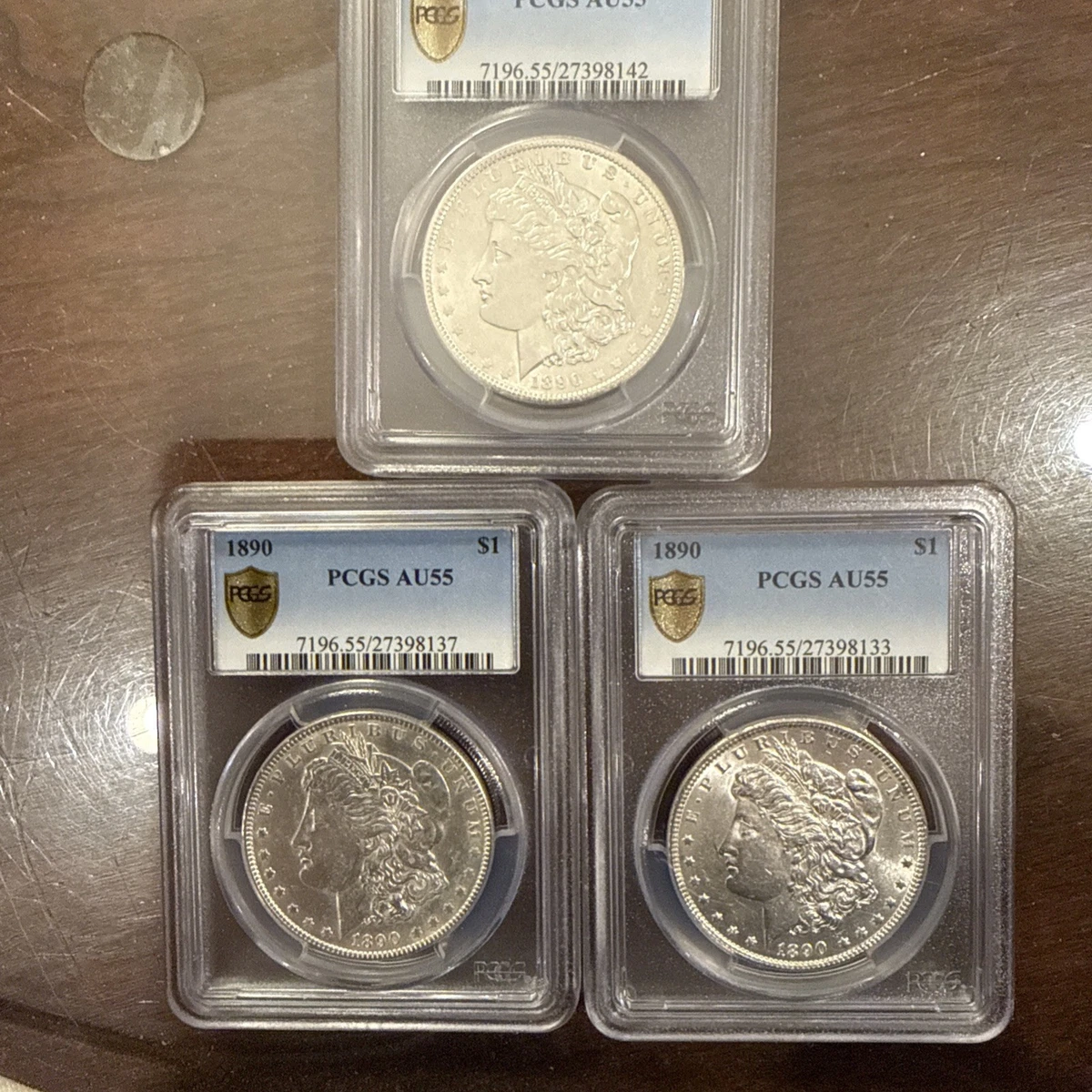 Silver AU 58 Graded 1890 Year Morgan US Dollars (1878-1921) for
