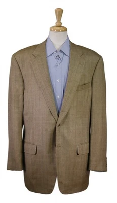 Samuelsohn Gold Green Windowpane Wool Silk 2-Btn Sportcoat Blazer 44L - Image 1 of 4