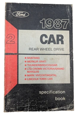 1987 Ford RWD автомобиля Mustang Thunderbird Cougar город автомобиля спецификации книга - Изображение 1 из 4