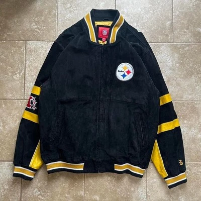 Chaqueta de gamuza y cuero de los Pittsburgh Steelers de la década de 2000 Foto 1 de 4