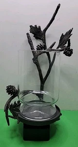 18" Tall San Pacific International Cast Iron Pinecone Wall Candle Sconce - Picture 1 of 12