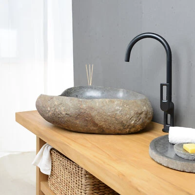 60cm Stone Sink Natural Stone River Stone Boulder Granite LIVING PLEASURES - Image 1 of 4