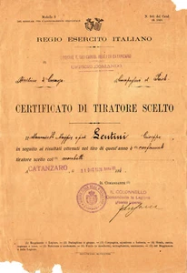 Italy, 1928, Vintage Military Marksman/Sniper Certificate - Legione Catanzaro - Picture 1 of 1