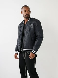 True Religion Jet SCHWARZ vertikale gesteppte Shell Jacke Herren Größe XL $ 199 neu - Bild 1 von 3