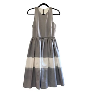 Kate Spade Madison Ave. Collection Cream and Gray Striped Sleeveless Party Dress - Picture 1 of 12