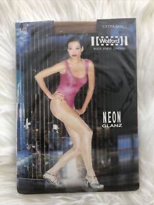 Wolford Sz Extra Small Neon Glanz Nude Tights Pantyhose New 116 77