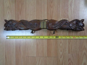 Vintage Dragon Shaped Wood Handle Knife & Fork Carving Set , 17" Hand Carved - Picture 1 of 3