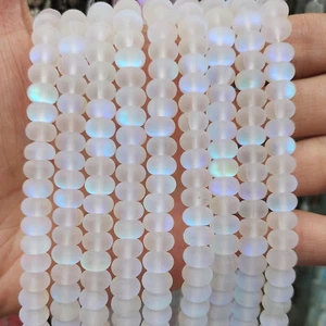 4x6mm/5x8mm Multicolour Frosted Mystic Aura Quartz Matte Rondelle Spacer Beads - Picture 1 of 27
