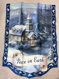 Thomas Kinkade Peace on Earth Christmas Garden Flag 28" x39" Winter Doves - Picture 1 of 4
