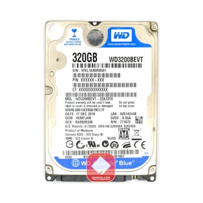 Western Digital Scorpio Blue Hard Disk 2,5 320Gb Sata 5400RPM 8MB WD3200BEVT - Immagine 1 di 2
