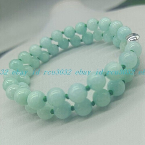 VALENTINO Affascinante Braccialetto Moda 2 Fila 8mm Amazzonite Naturale Pietra Rotonda 7 5 In