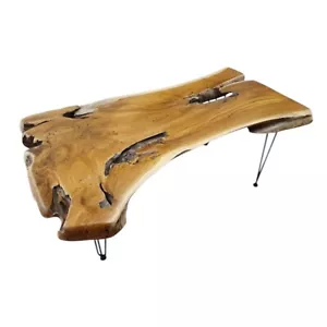 Tavolino Da Caffè In Legno Massello Di Teak Rustico Unico - Foto 1 di 6