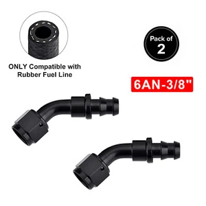 2 x 45 Degree Push on Lock Hose Fitting 6AN to 3/8 inch barb Fuel Line Fitting - Picture 1 of 8