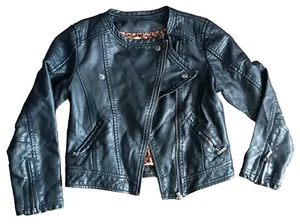 Hannah Banana Leather Jacket Size 6X Cheetah Animal Interior Girls Faux Leather - Picture 1 of 9
