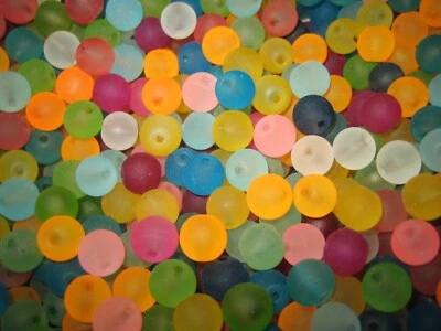 GLASPERLEN MIX  Glasperlen Kugeln  8 mm  80 Stück  gefrostet matt bunter Mix x - Bild 1 von 3