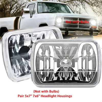 Pair 5x7" 7x6" LED Headlights Hi/Lo DRL For Dodge D150 D250 D350 Ram 50 H4 - Image 1 of 4