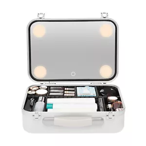 Dimmable LED Light Mirror Women Cosmetic Bag Travel Makeup Case Organizer Large - Picture 1 of 12