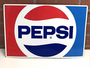 Vintage Metal PEPSI Advertising Sign 2005 Bar Man Cave 16x10 - Picture 1 of 3