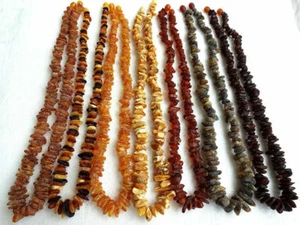 Raw Natural Baltic Amber Necklace Gemstone 56 cm. - choose your color !!!  - Picture 1 of 11