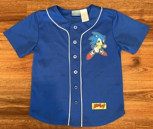 Sonic The Hedgehog  Blue Youth Baseball Jersey Shirt Button Up Kids  Size 8 - Picture 1 of 4