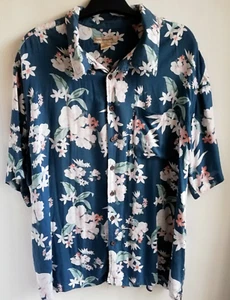 Island Passport Hawaiian Shirt Men's XLarge Floral Blue White Pink Summer Shirt - Picture 1 of 7