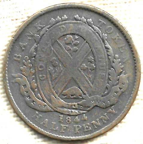 1844 Bank of Montreal Canada Half Penny Token Cover