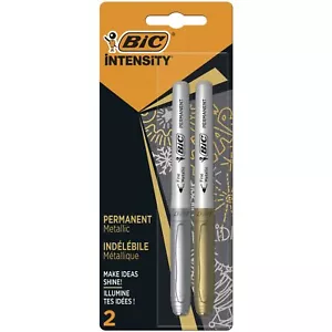 BIC Marking Metallic Colours Permanent Markers, Medium Tip Pens, Gold / Silver - Picture 1 of 3